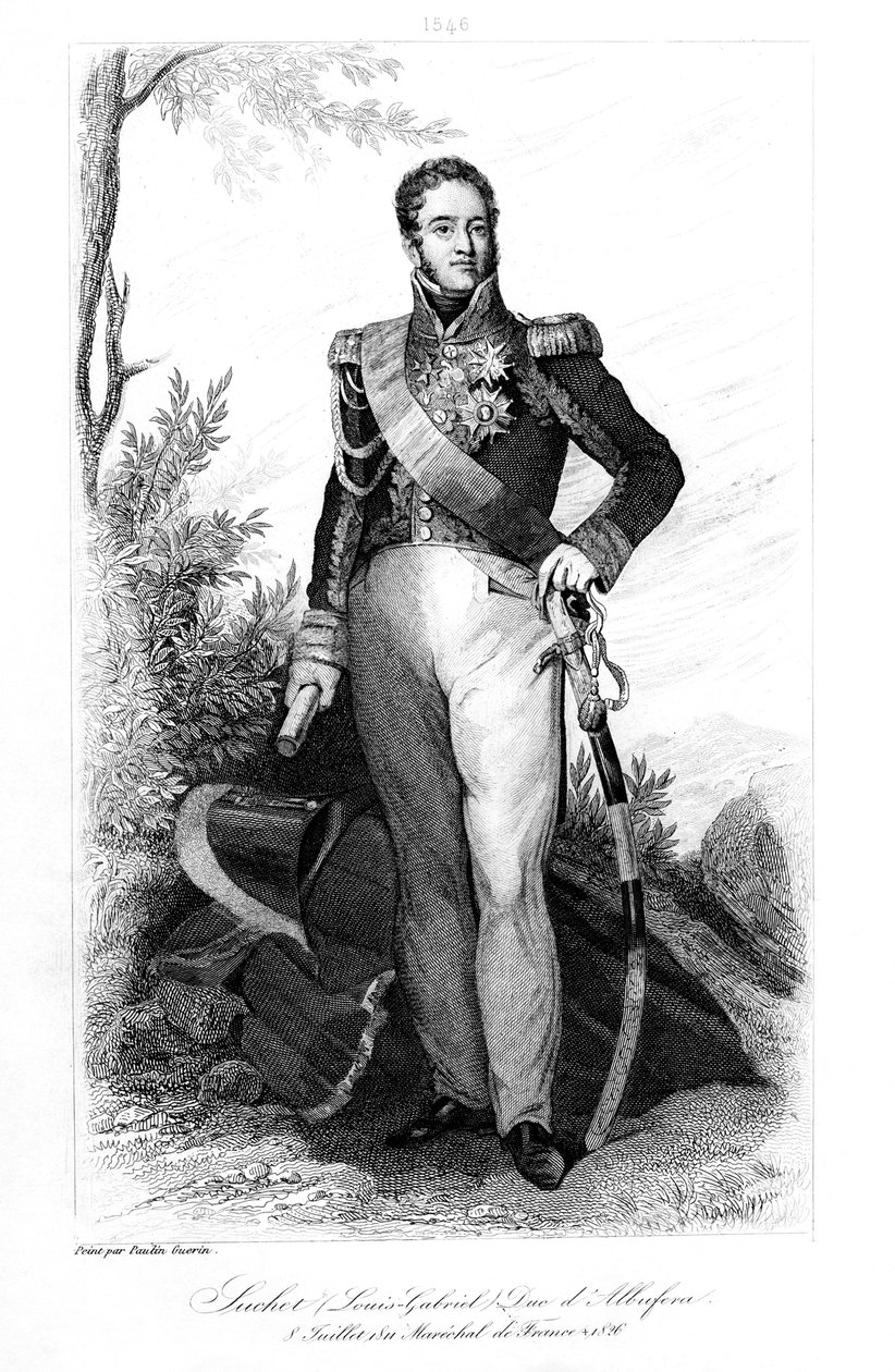 路易斯·加布里埃尔·苏凯（Louis Gabriel Suchet）1770-1826年，杜勒·达·阿尔布费拉·达巴伦西亚和法国元帅，1839年。 作者 康特瑙