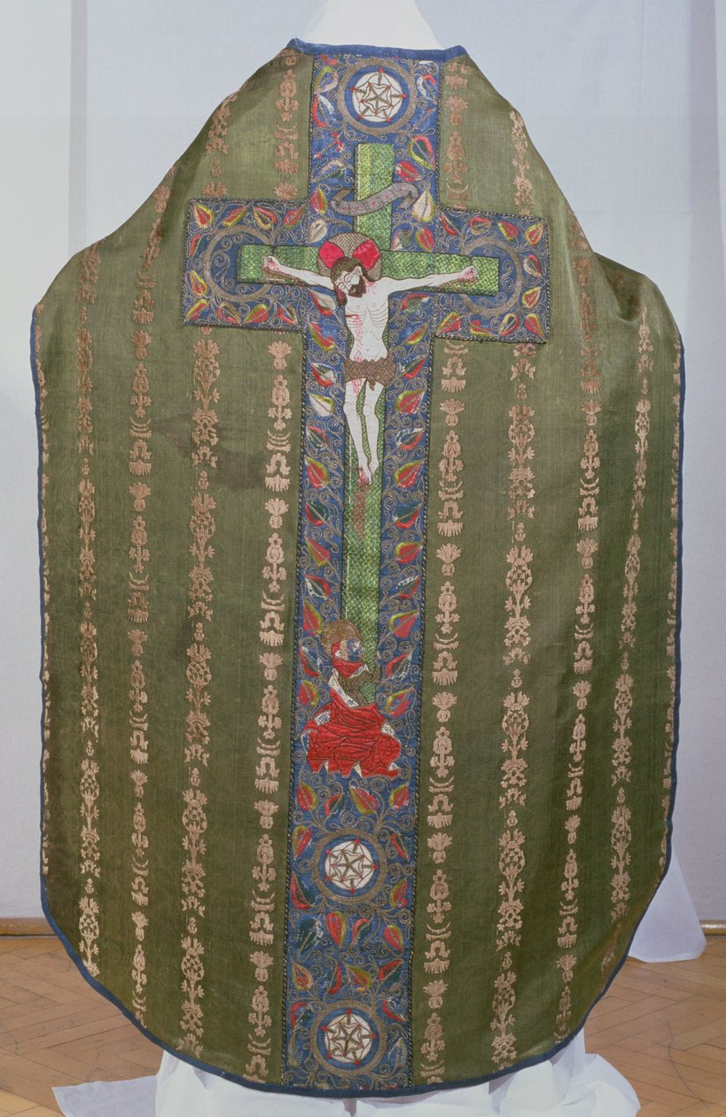 绿色Chasuble与十字脚下的抹大拉的玛利亚，1482年（天鹅绒，亚麻，绸缎和刺绣） 作者 圣布里奇特修道院工作室