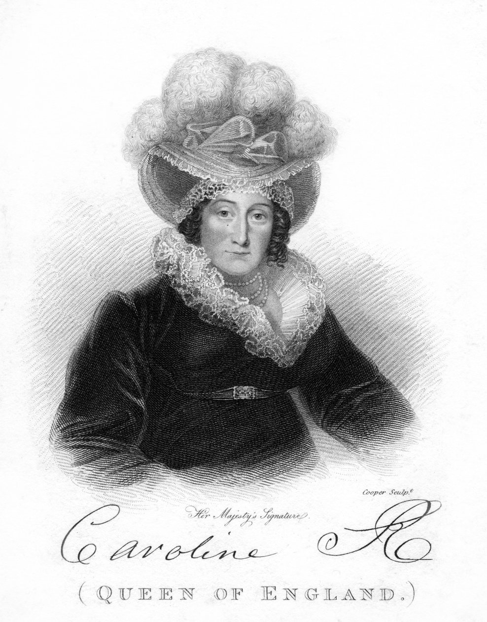 卡洛琳·阿米莉亚（Caroline Amelia），19世纪乔治四世女王不伦瑞克（Brunswick）。 作者 库珀