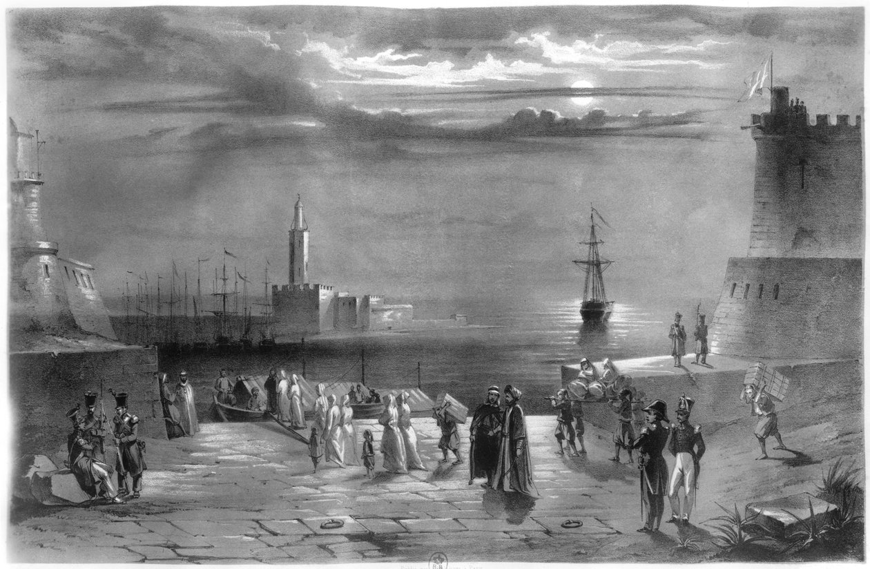 Dey Hussein Ibn El Hussein（1765-1838）在1830年7月4日被捕后离开阿尔及尔 作者 科平