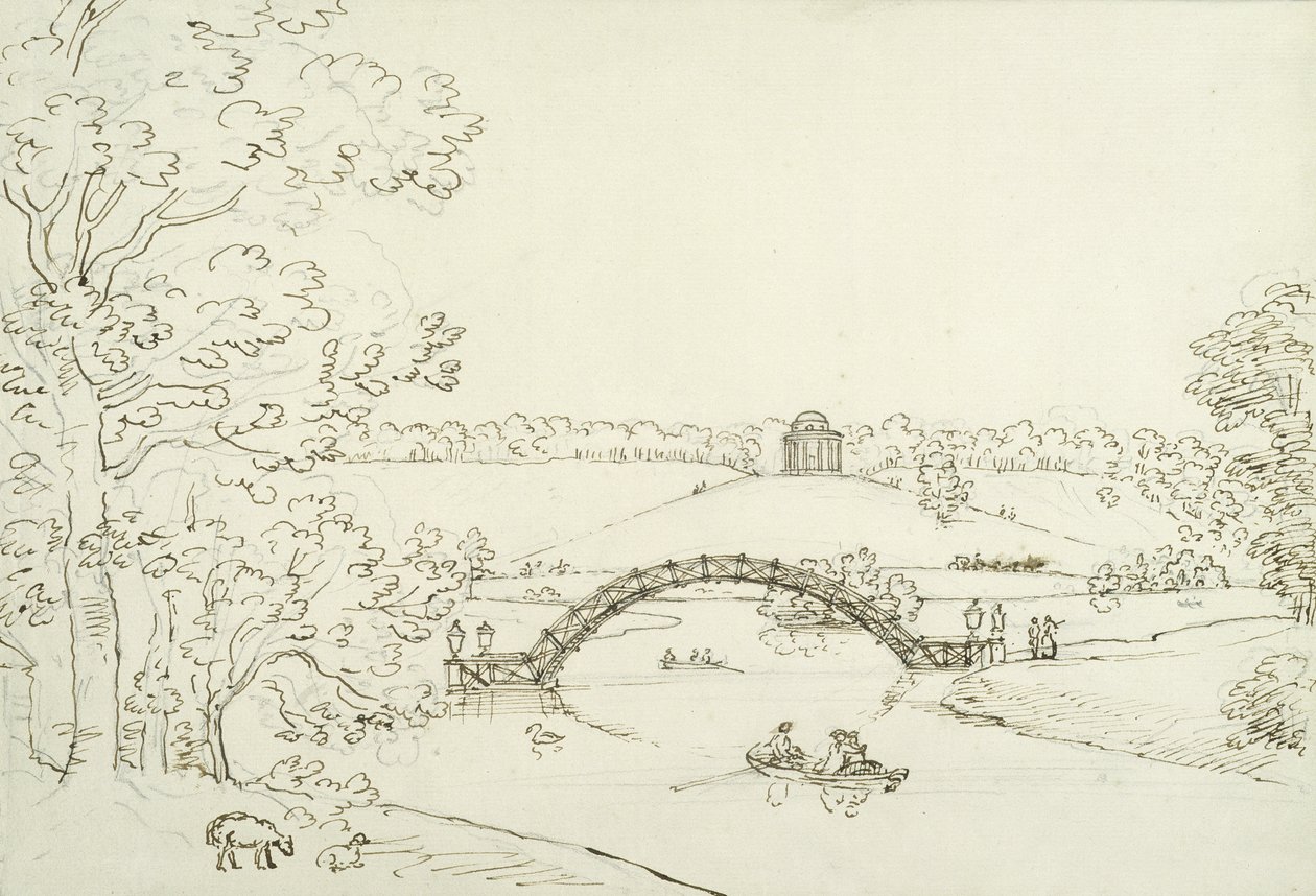 Stourhead，17世纪80年代（笔和墨水在纸上） 作者 科普斯通·沃勒·巴姆菲尔德