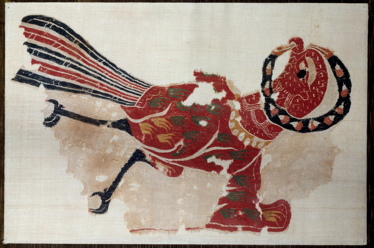 科普特艺术：羊毛和亚麻布挂件的碎片：鸟（鹰？）JC后5世纪。来自埃及。巴黎，卢浮宫博物馆 作者 科普特人
