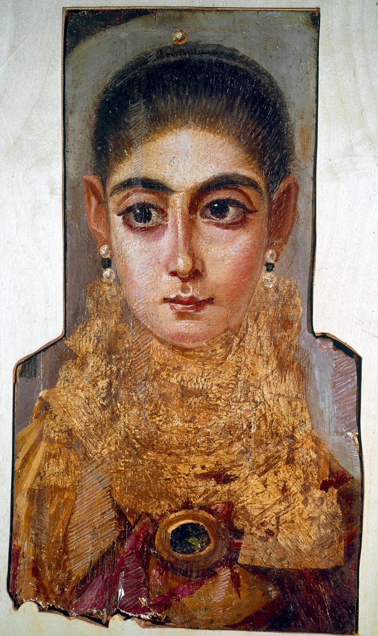 科普特艺术：被称为“The Europeenne”的年轻女子 Fayoum (Fayum)（公元 160 年左右） 木头上的蜡画。 巴黎，卢浮宫博物馆 作者 科普特人