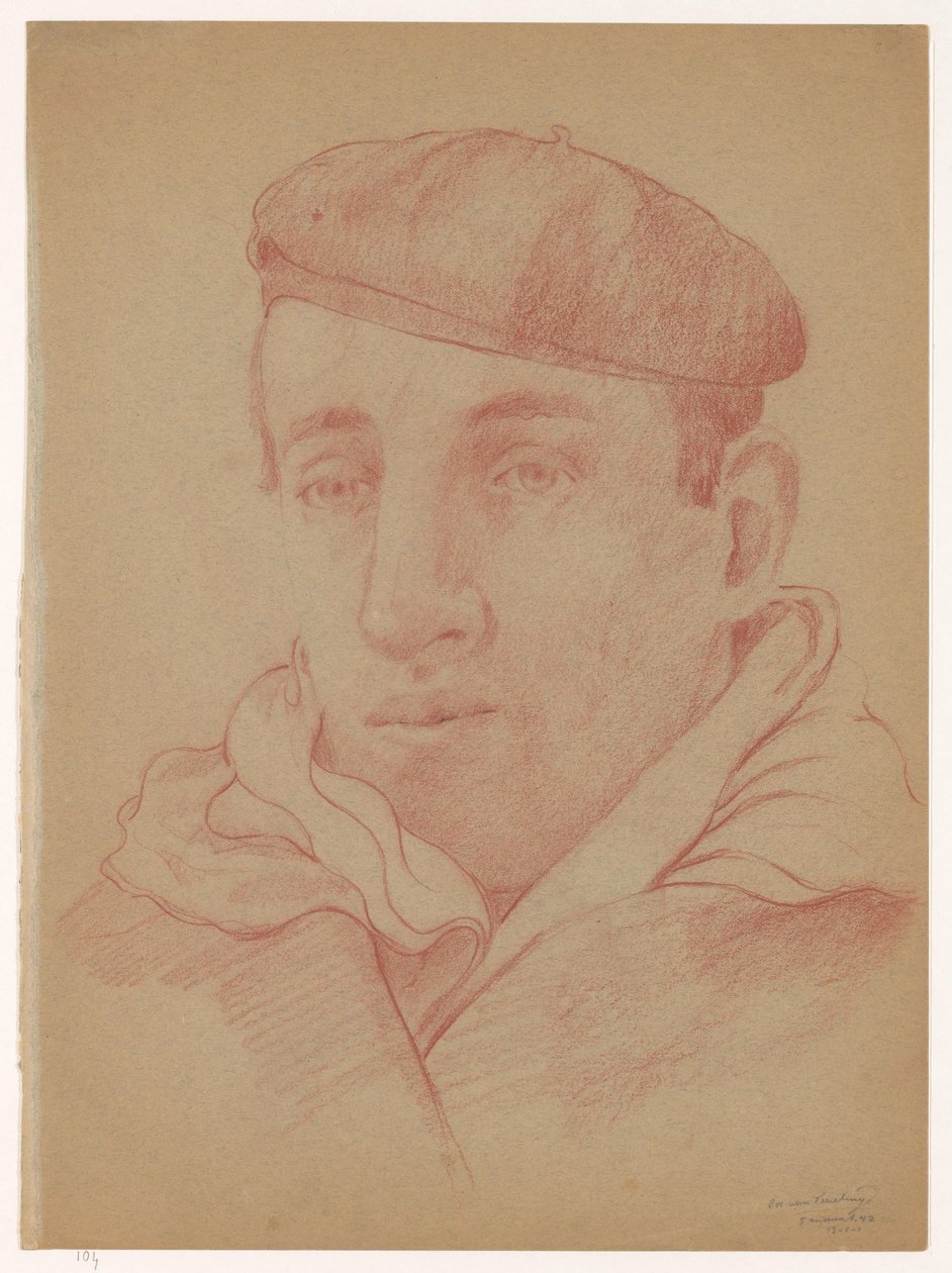 戴阿尔卑斯帽的自画像：B-1-1，3 月 5 日
Cor van Teeseling 的自画像（系列名称） 作者 Cor van Teeseling