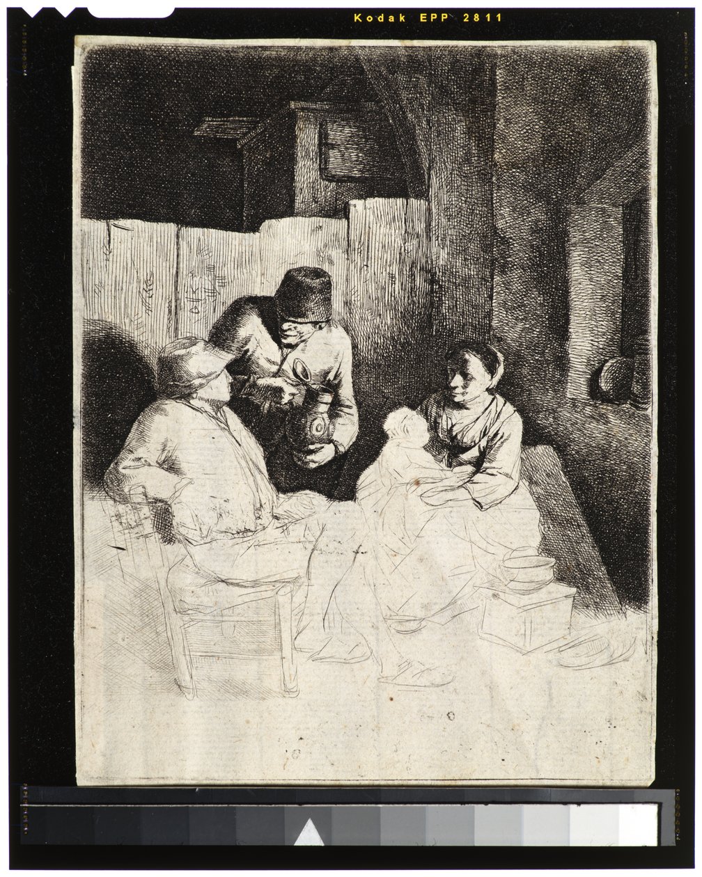 母亲和孩子与农民在酒馆里 作者 Cornelis Pietersz Bega