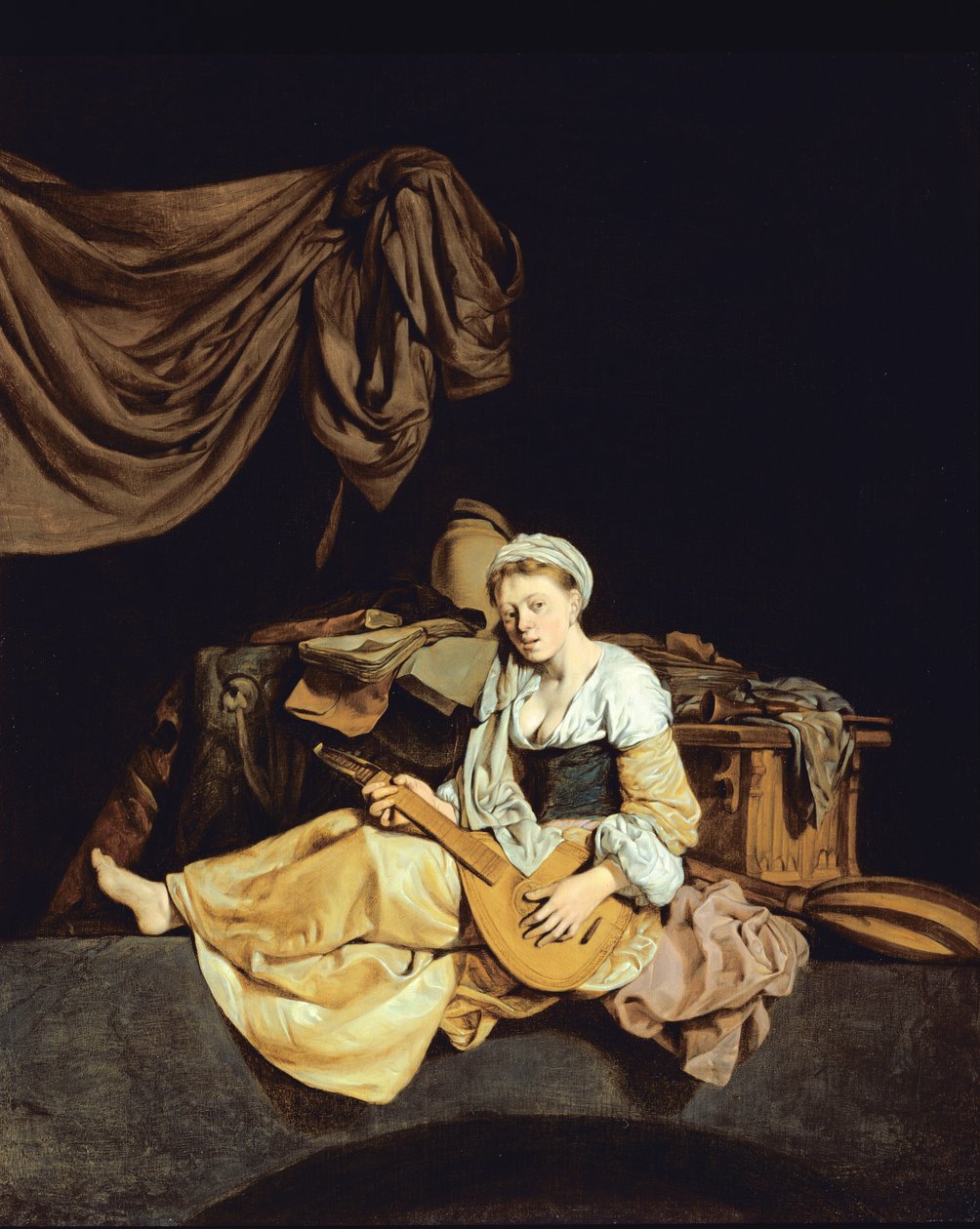 播放曼陀林的少妇 作者 Cornelis Pietersz Bega