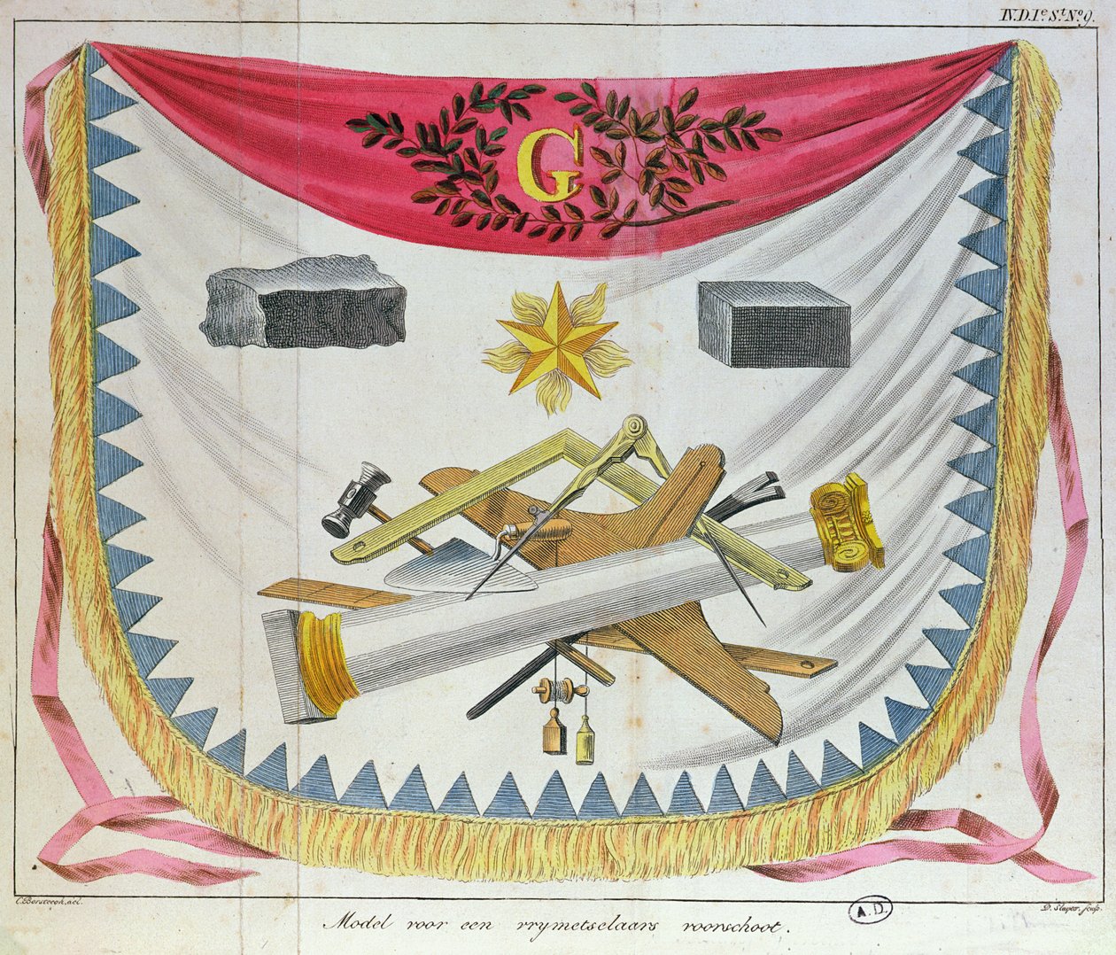 1826年的共济会围裙 作者 康妮莉丝·波丝提（Cornelis Borsteegh）