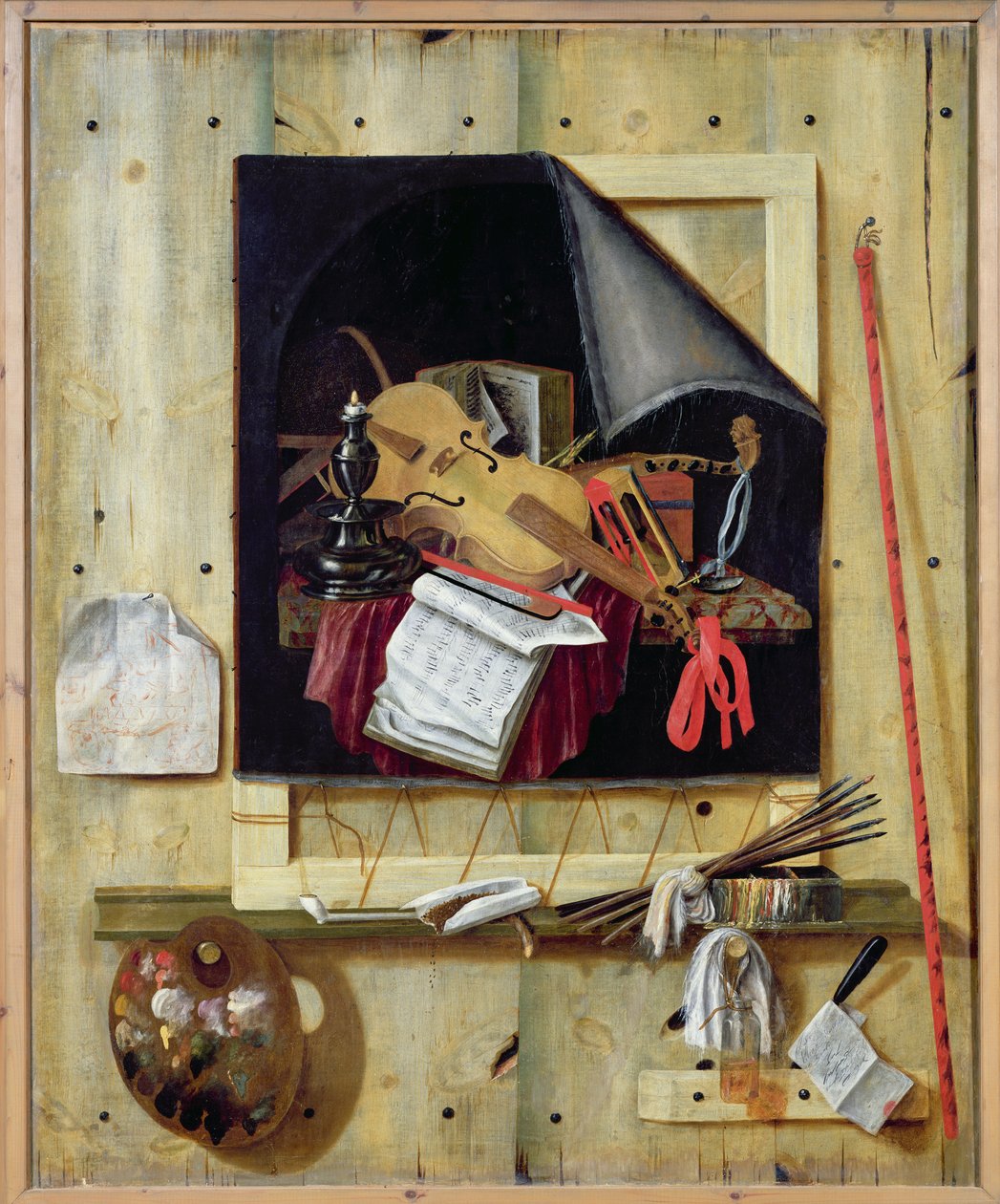 1665年，Trompe the Eye Still Life 作者 科内利斯·诺伯特·吉斯布雷希茨