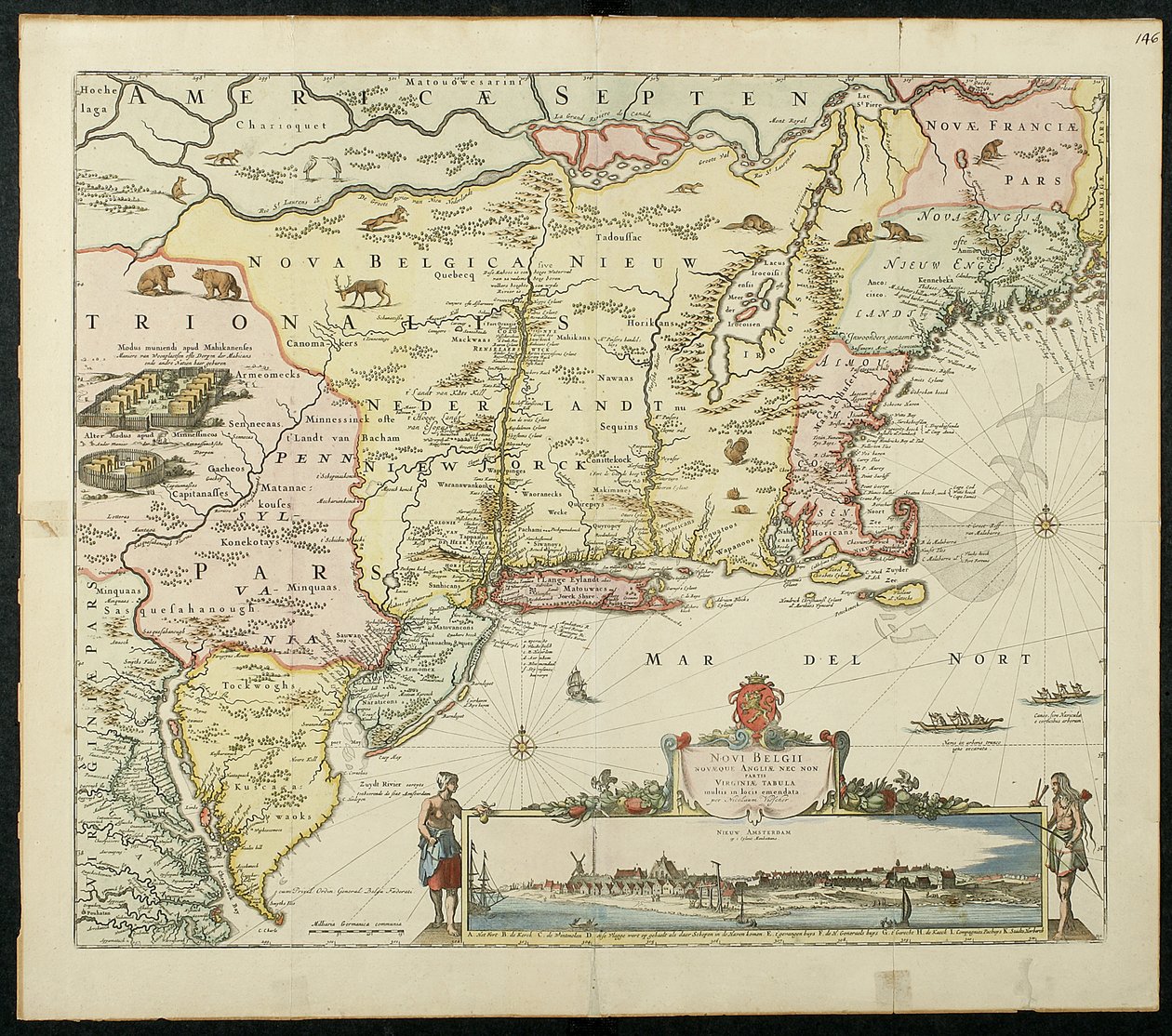 Novi Belgii，1651（彩色石版画） 作者 科尼利斯·维舍