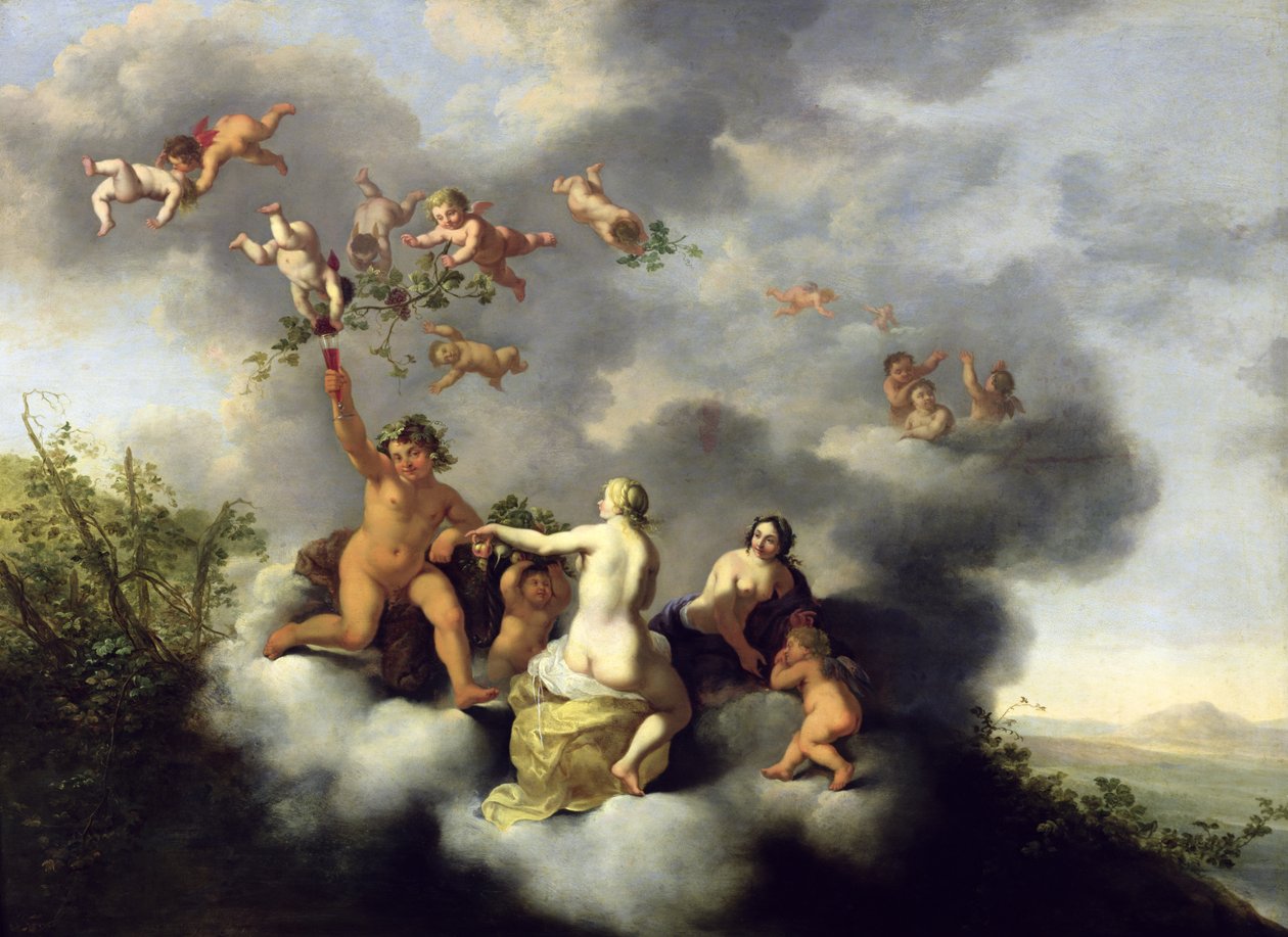谷神星，巴克斯，金星和丘比特 作者 Cornelis van Poelenburgh或Poelenburch