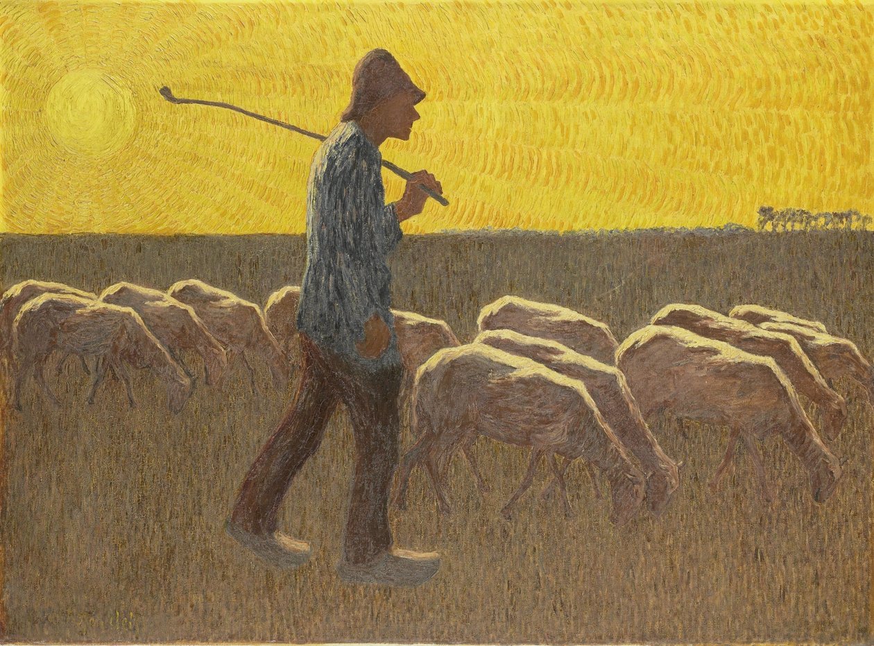牧羊人与羊》，约 1920 年（布面油画） 作者 科内利斯·阿尔伯特·范·阿森德尔福特
