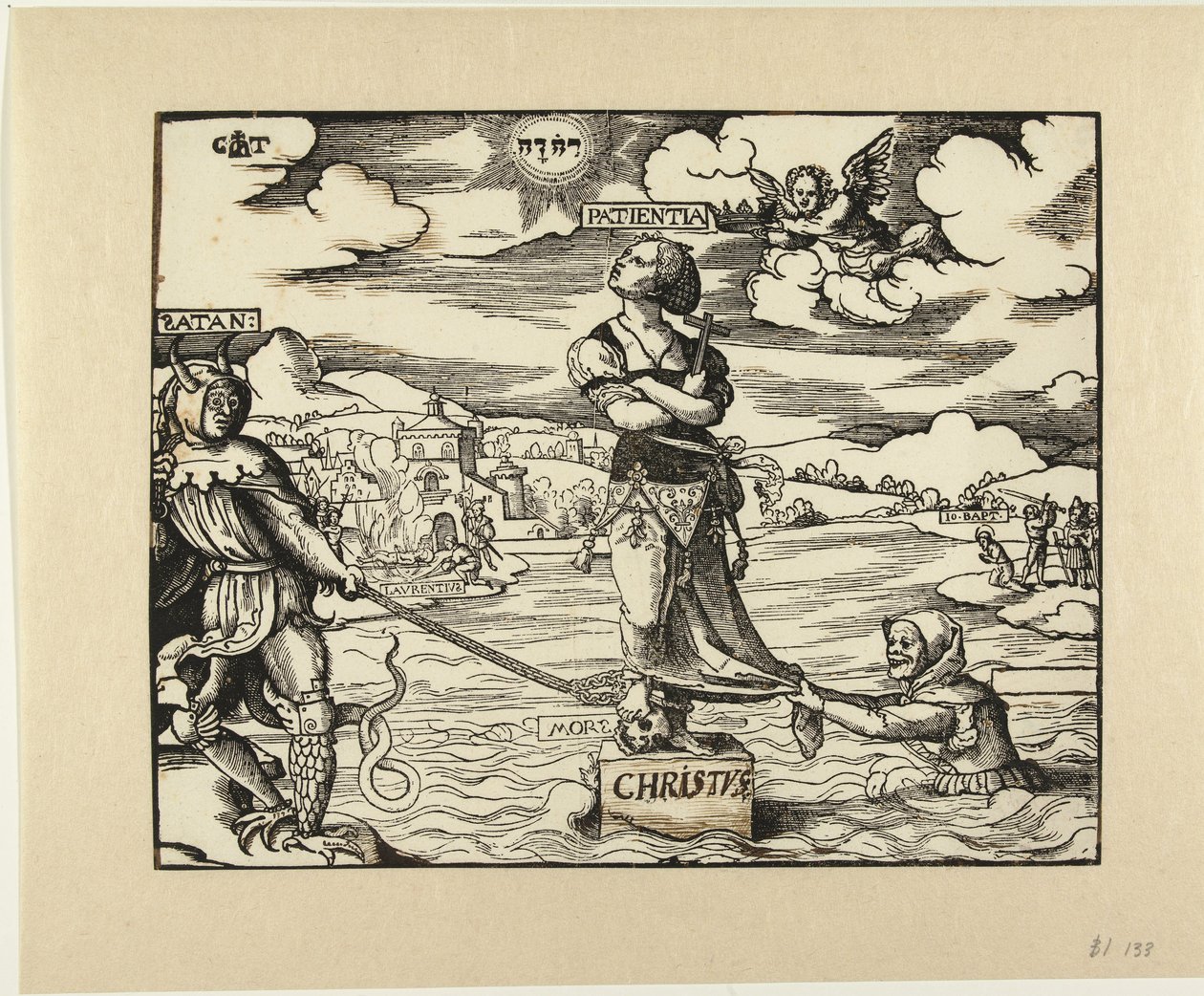 耐心（Patientia）在水中的石头上 作者 Cornelis Anthonisz。