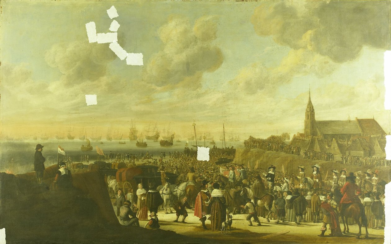 1660 年 6 月 2 日，英国查理二世离开斯海弗宁根 作者 Cornelis Beelt