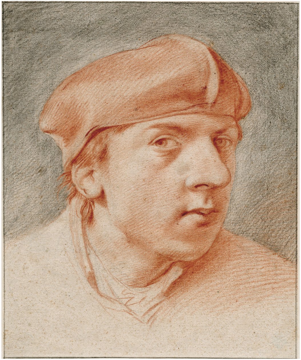 “贝雷帽自画像”（带贝雷帽的自画像）Sanguine de Cornelis Pietersz Bega（1631/2-1664）阿姆斯特丹伦勃朗故居 作者 科内利斯·彼得斯·贝加