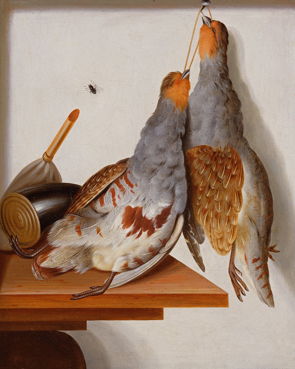 从钉子上悬挂的两个鹧Tro的Trompe l&39;Oeil 作者 科尼利斯·比尔蒂乌斯（Cornelis Biltius）