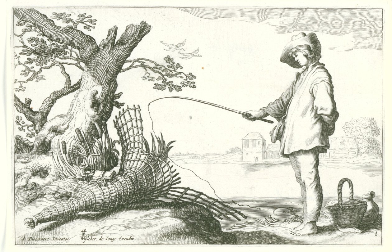 De jonge visser
Vier pastorale scènes（系列标题） 作者 Cornelis Bloemaert (II) (可能)