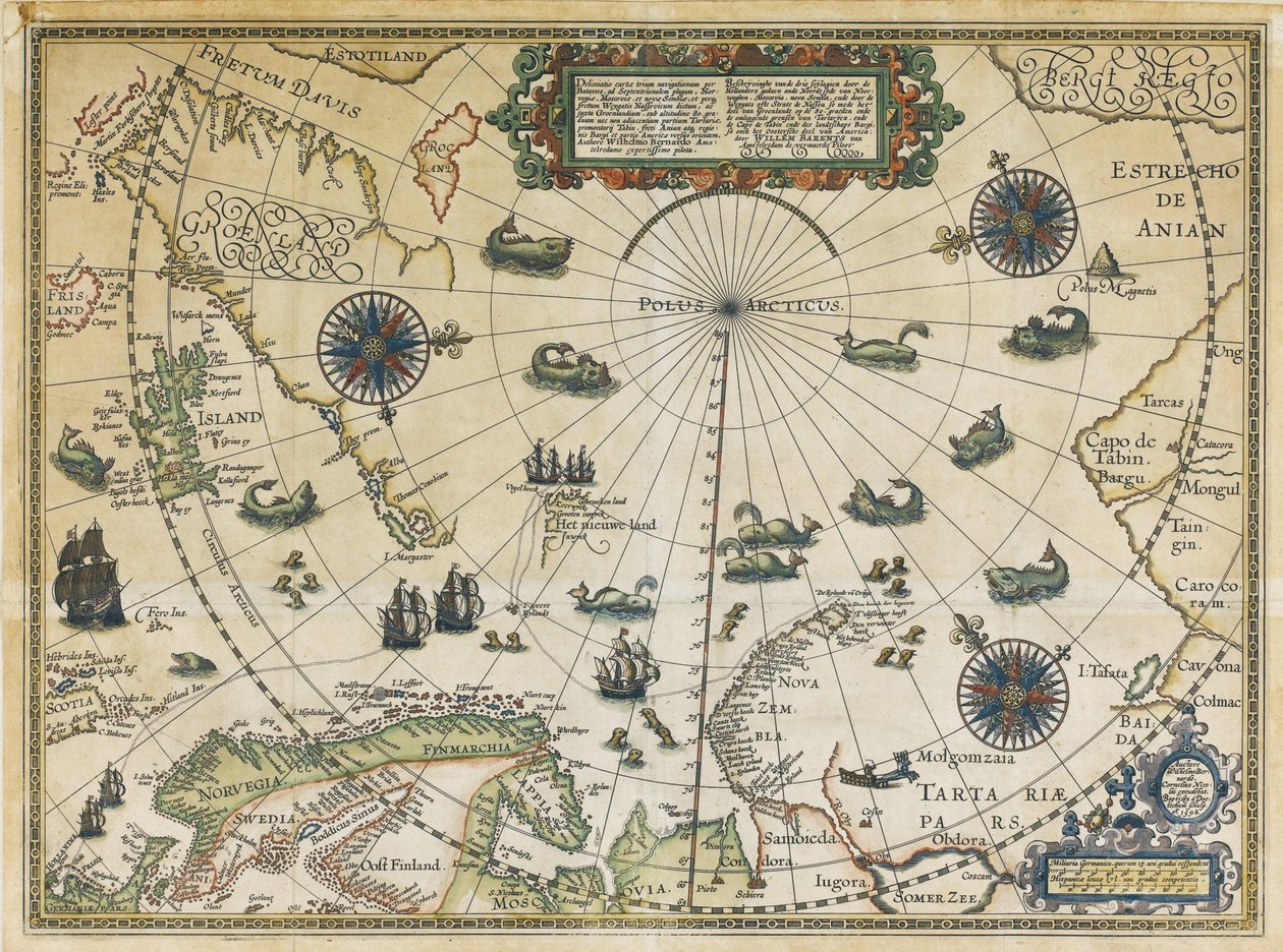 Willem Barentsz第三次航行地图，1598年 作者 科内利斯·克莱斯