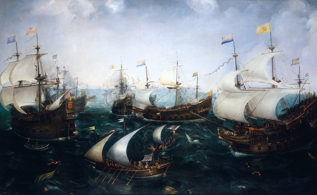 海姆斯克在直布罗陀击败西班牙人，1607 年 4 月 25 日，约 1619 年（布面油画） 作者 科内利斯·克拉斯·范·维林根