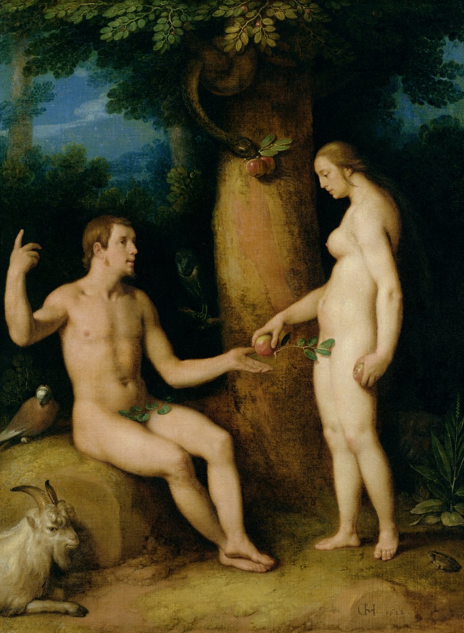 亚当和夏娃，1622年 作者 Cornelis Cornelisz van Haarlem