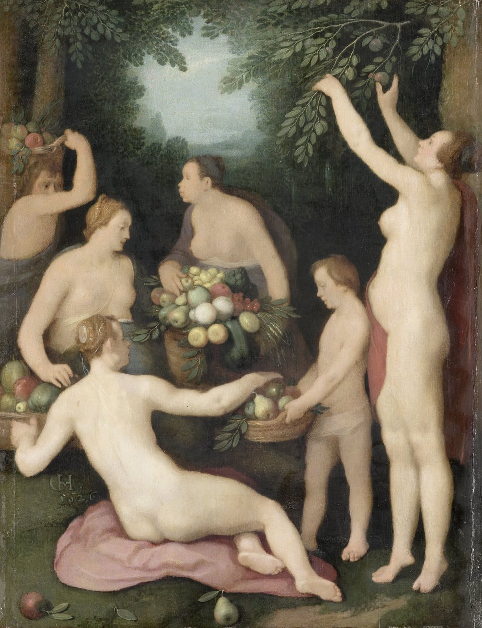 波莫纳收获果实 作者 Cornelis Cornelisz。范·哈勒姆