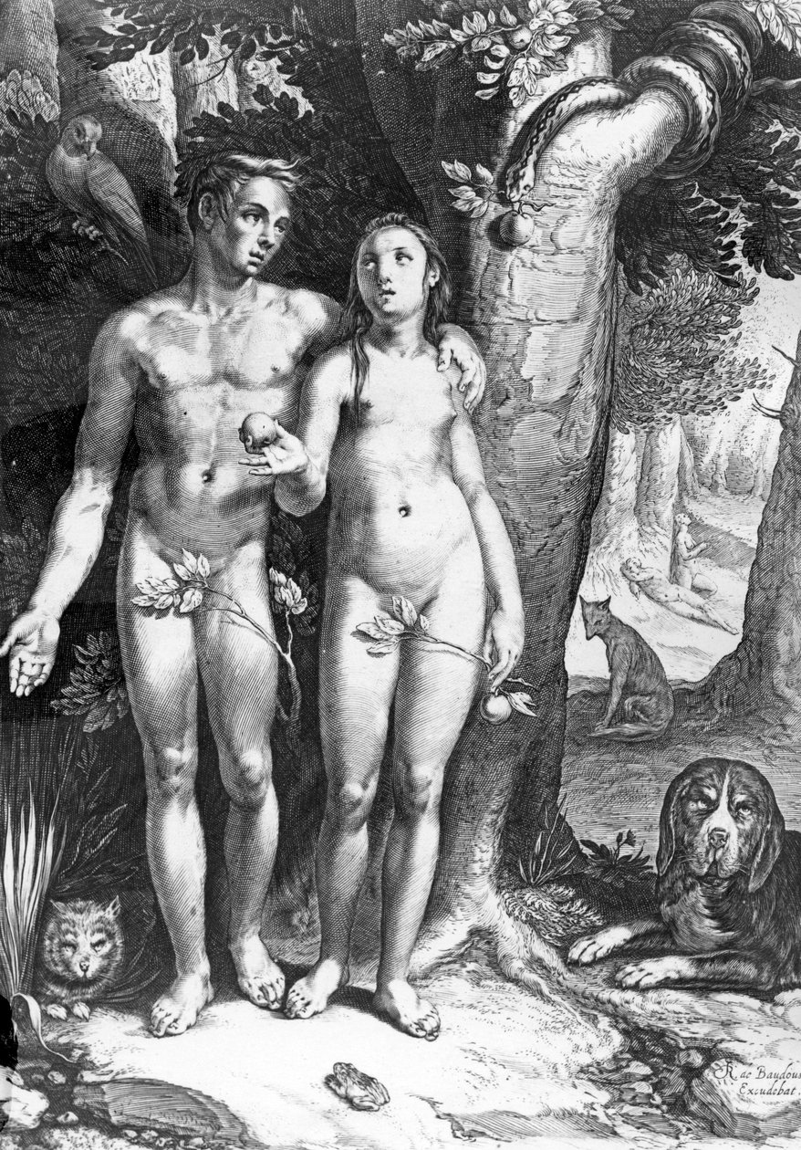 人类的诱惑，由Jan Saenredam雕刻，c.1605 作者 Cornelis Cornelisz van Haarlem
