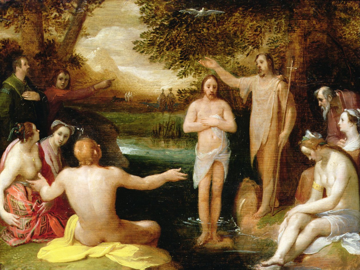 基督的洗礼（油） 作者 Cornelis Cornelisz。范·哈勒姆