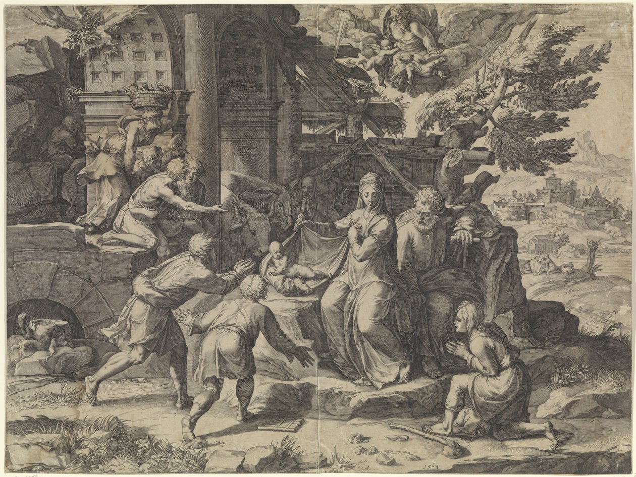Aanbidding door de herders 作者 科尼利斯·科尔特（Cornelis Cort）