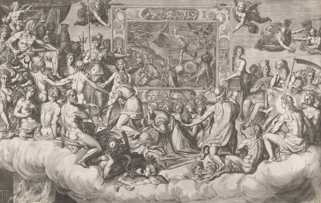 绘画艺术的感叹上半部，1579年。 作者 科尼利斯·科尔特（Cornelis Cort）