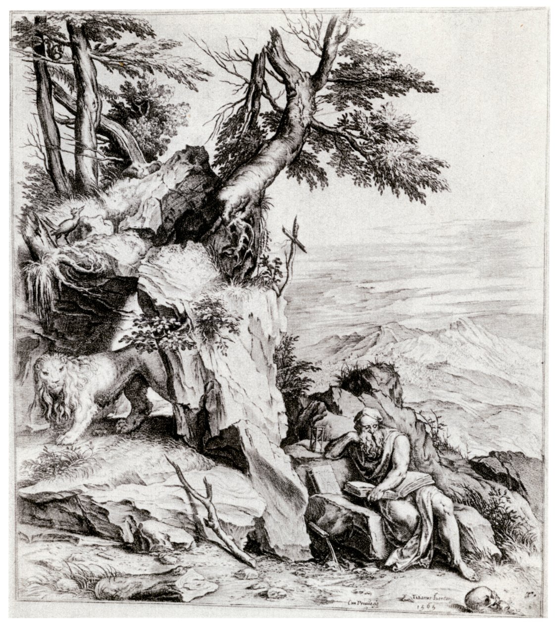 与圣杰罗姆的风景，16世纪，1937年 作者 科尼利斯·科尔特（Cornelis Cort）