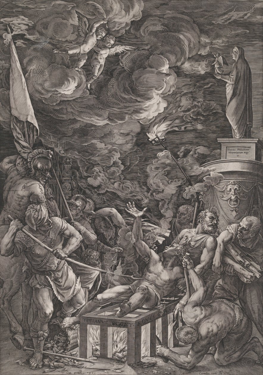 圣劳伦斯的殉道，1571年。 作者 科尼利斯·科尔特（Cornelis Cort）