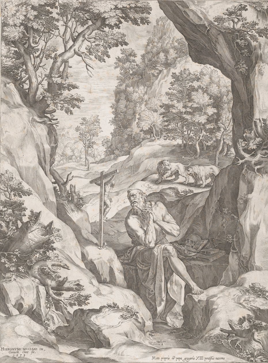 荒野中的圣杰罗姆忏悔者，1573年。 作者 科尼利斯·科尔特（Cornelis Cort）