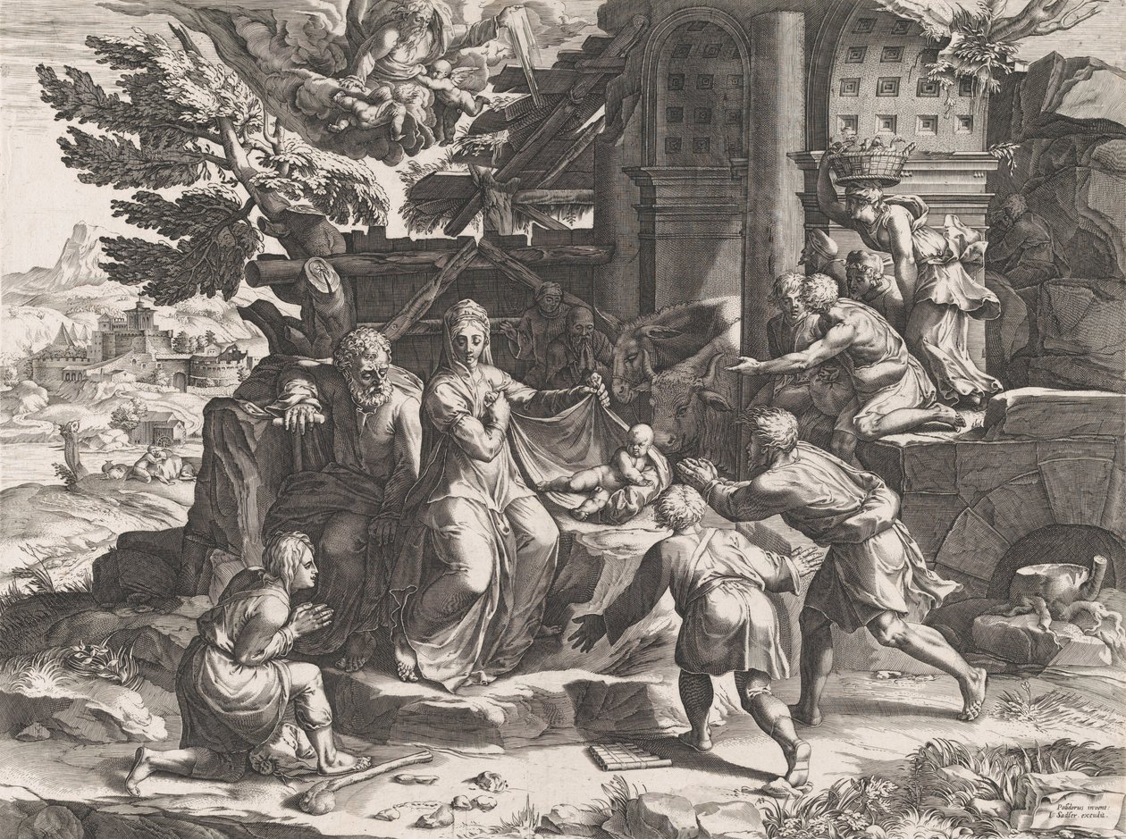 牧羊人的崇拜》，1569年。 作者 科尼利斯·科尔特（Cornelis Cort）
