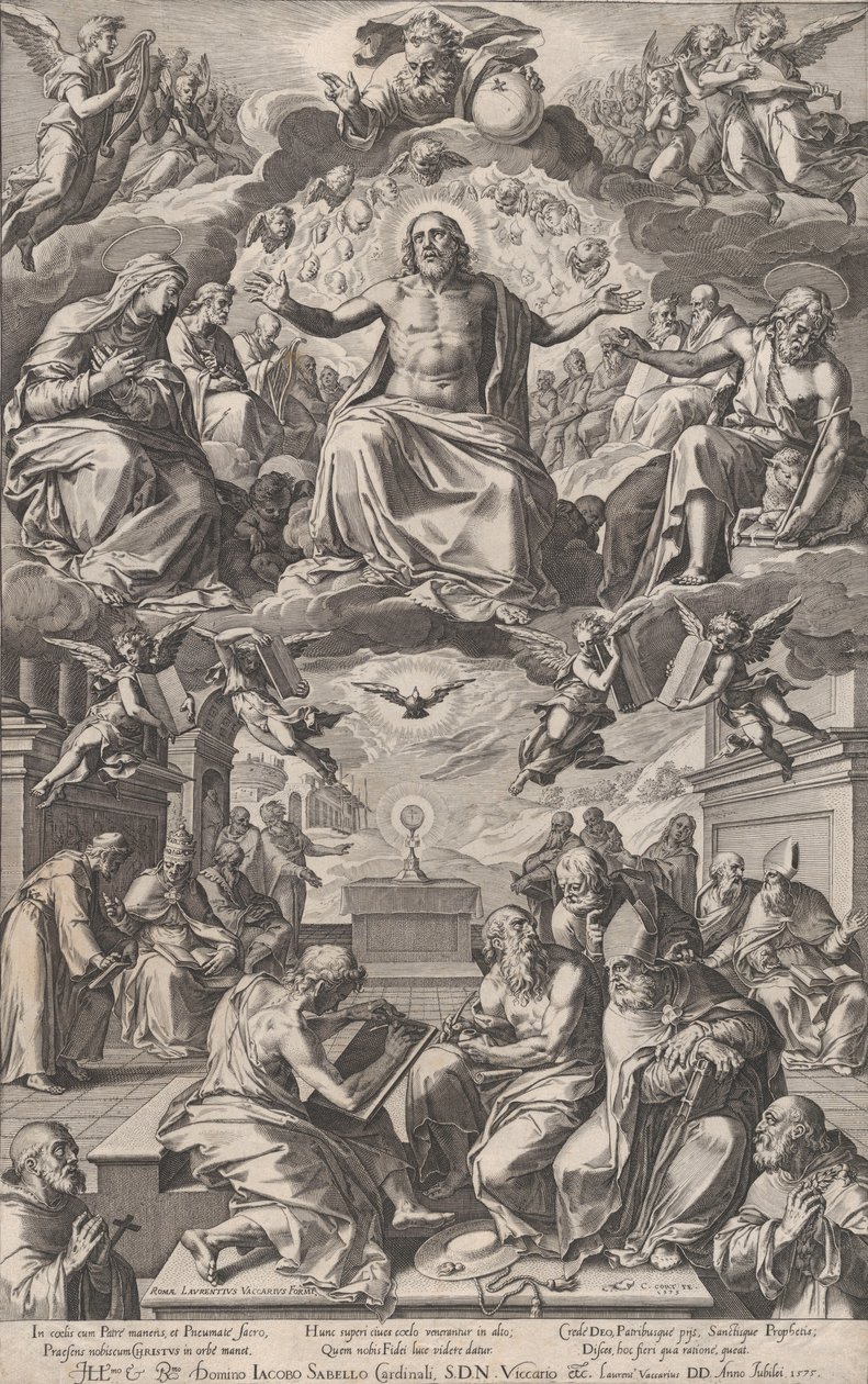 教父们对圣餐的争论，1575年。 作者 科尼利斯·科尔特（Cornelis Cort）