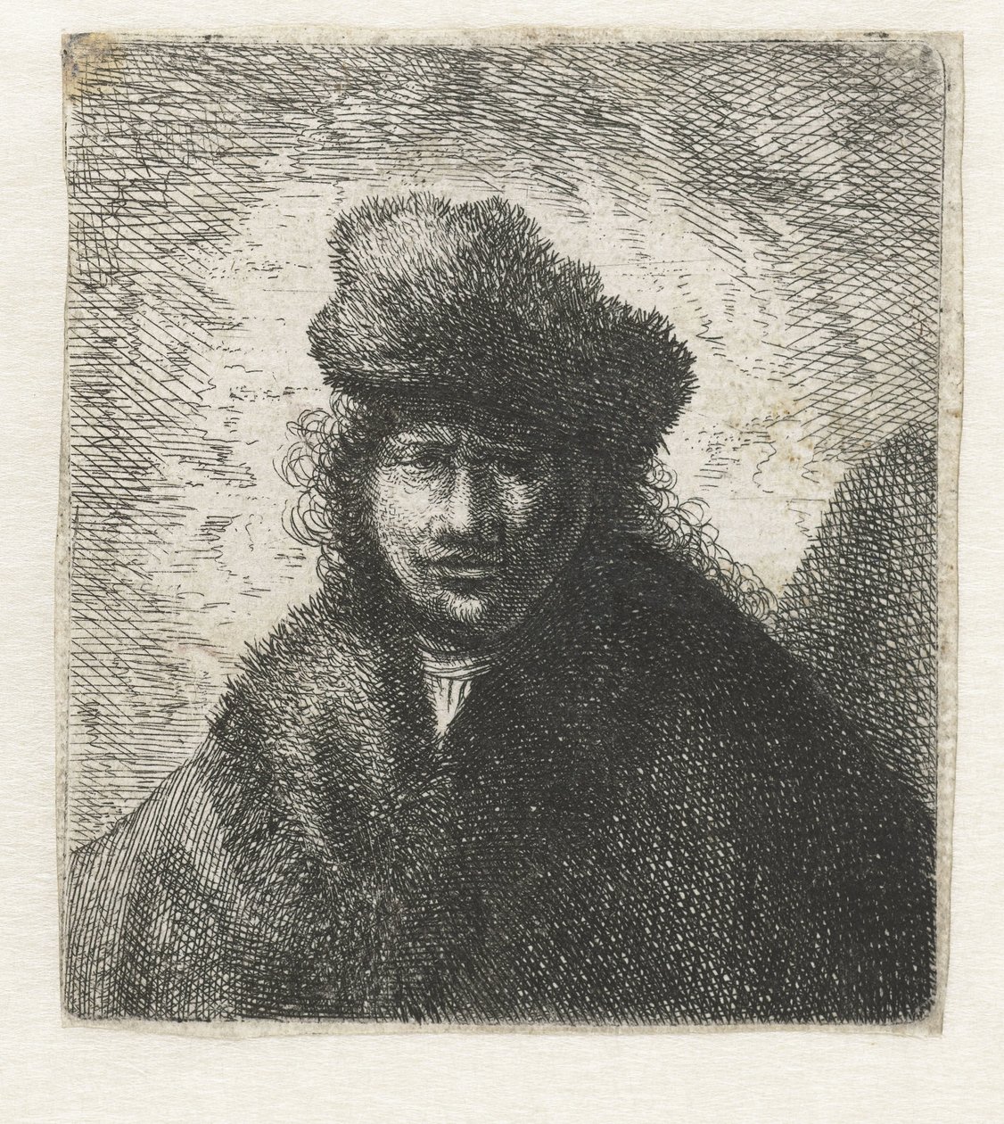 戴着倾斜毛皮帽的自画像：半身像 作者 Cornelis Dankerts (I) (可能)