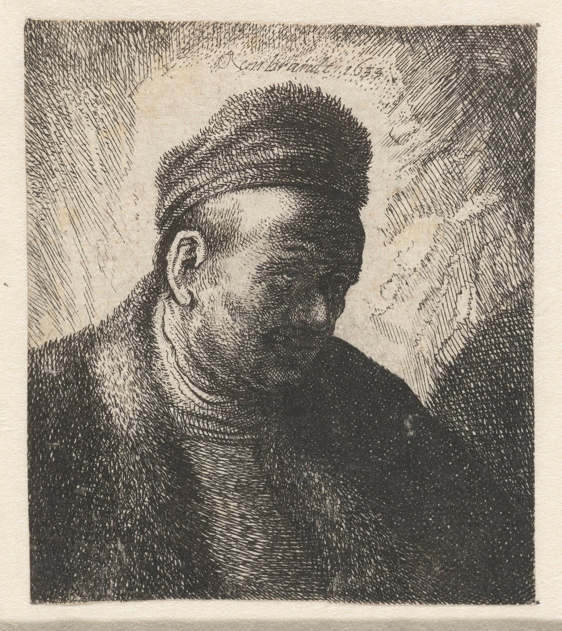 身披毛皮斗篷、头戴毛皮帽的无须男子：半身像 作者 Cornelis Dankerts (I) (车间)