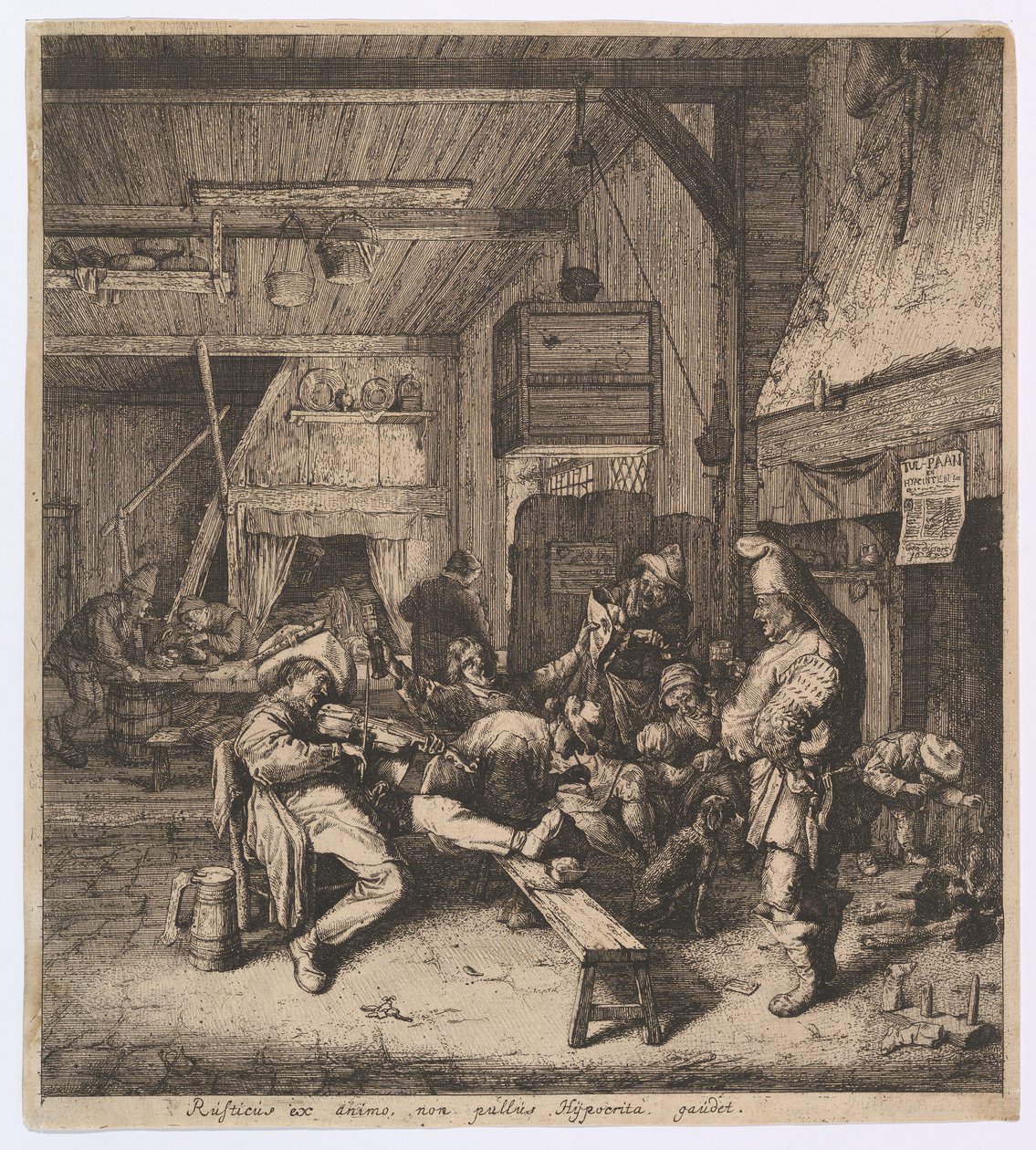 坐在旅馆的小提琴演奏者，1685年。 作者 科尼利斯·杜萨特