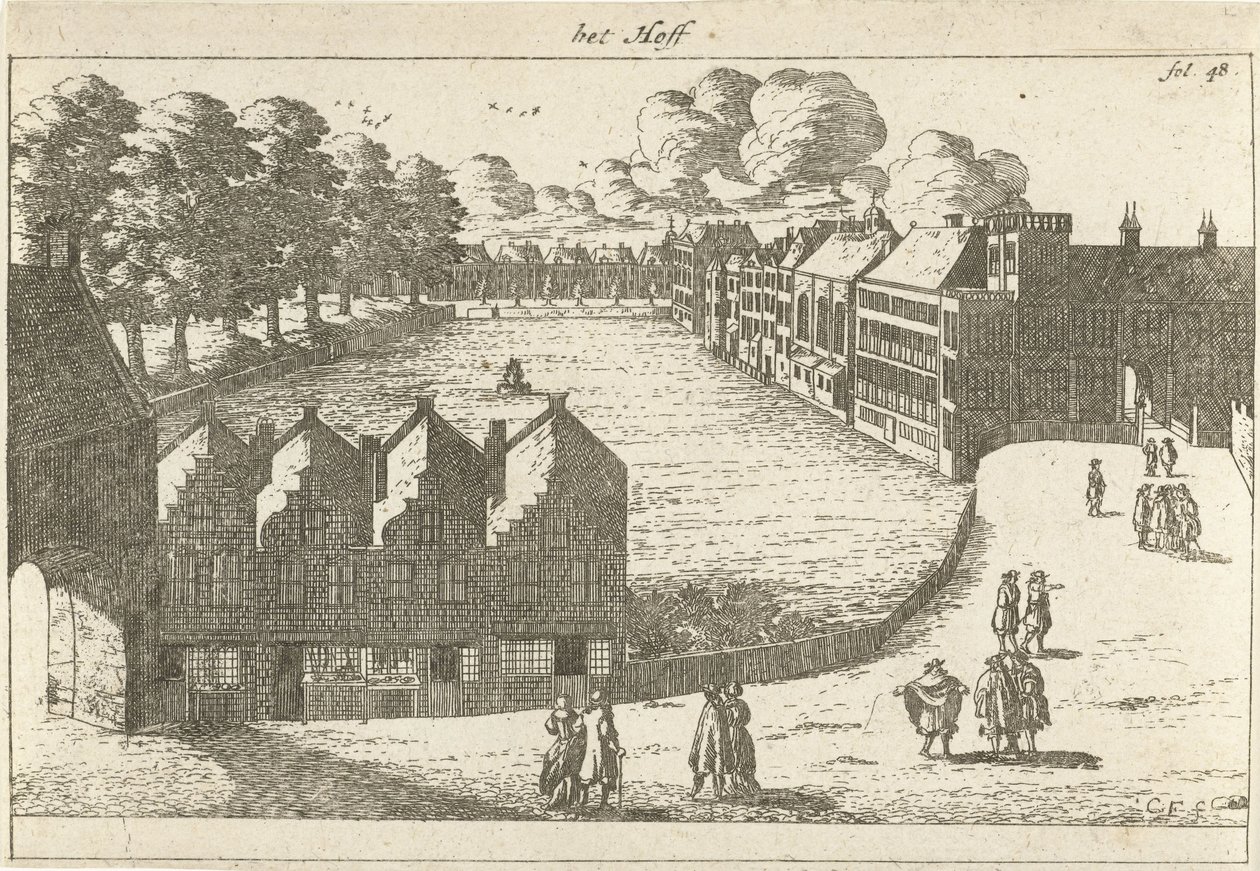 Gezicht op het Buitenhof het Hoff (title on object) 作者 科内利斯·埃兰兹