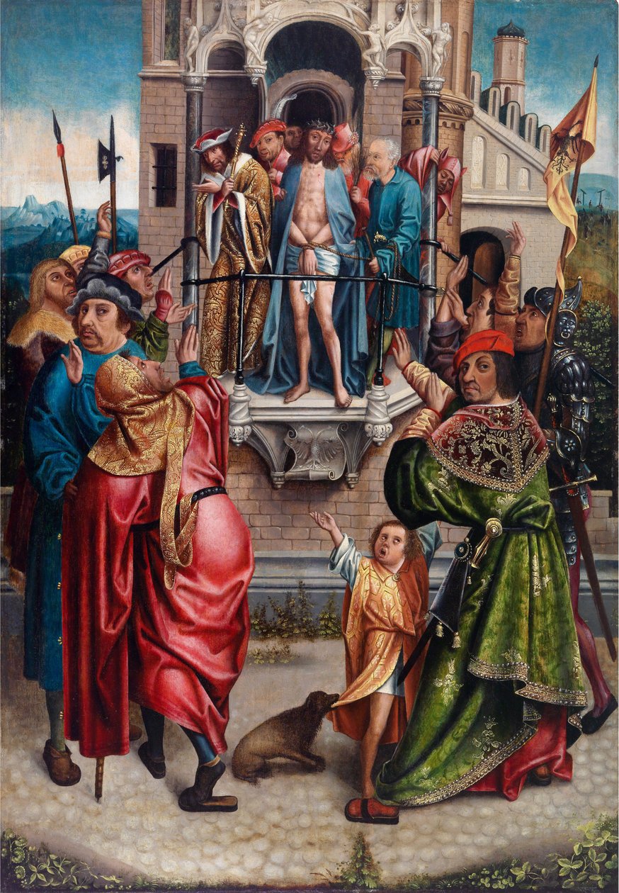 Ecce homo》，作者是科内利斯的Engebrechtsz.（约1462-1527）。木材上的油彩。尺寸：91x63厘米。私人收藏 作者 科内利斯·恩格布雷希森