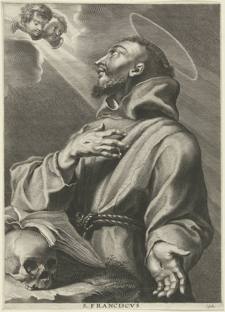 H.Franciscus van Assisi
S.方济各（物品上的标题） 作者 科内利斯·加勒（一）