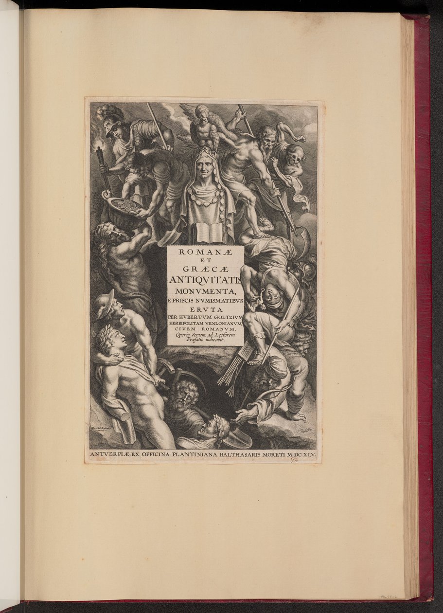 Hubert Goltzius, Romanae et Graecae Antiqvitatis Monvmenta (Opera Omnia, I)扉页 作者 彼得·保罗·鲁本斯爵士之后的科内利斯·加勒一世
