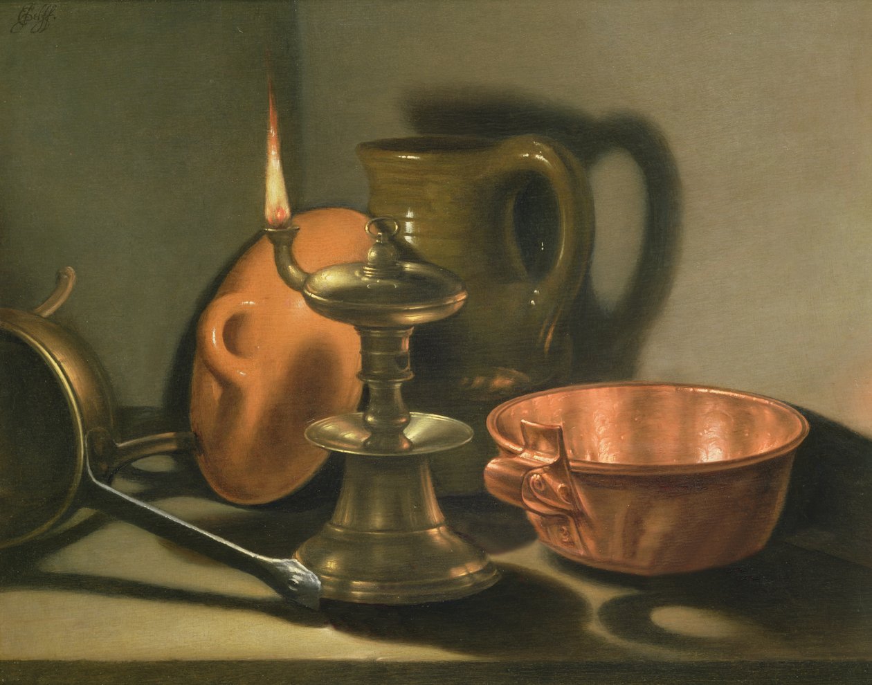 静物与油灯 作者 科尼利斯·雅各布斯（Cornelis Jacobsz）