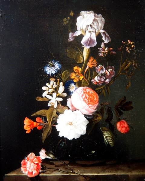 悬崖上的花瓶静物（油画） 作者 科尼利斯·基克