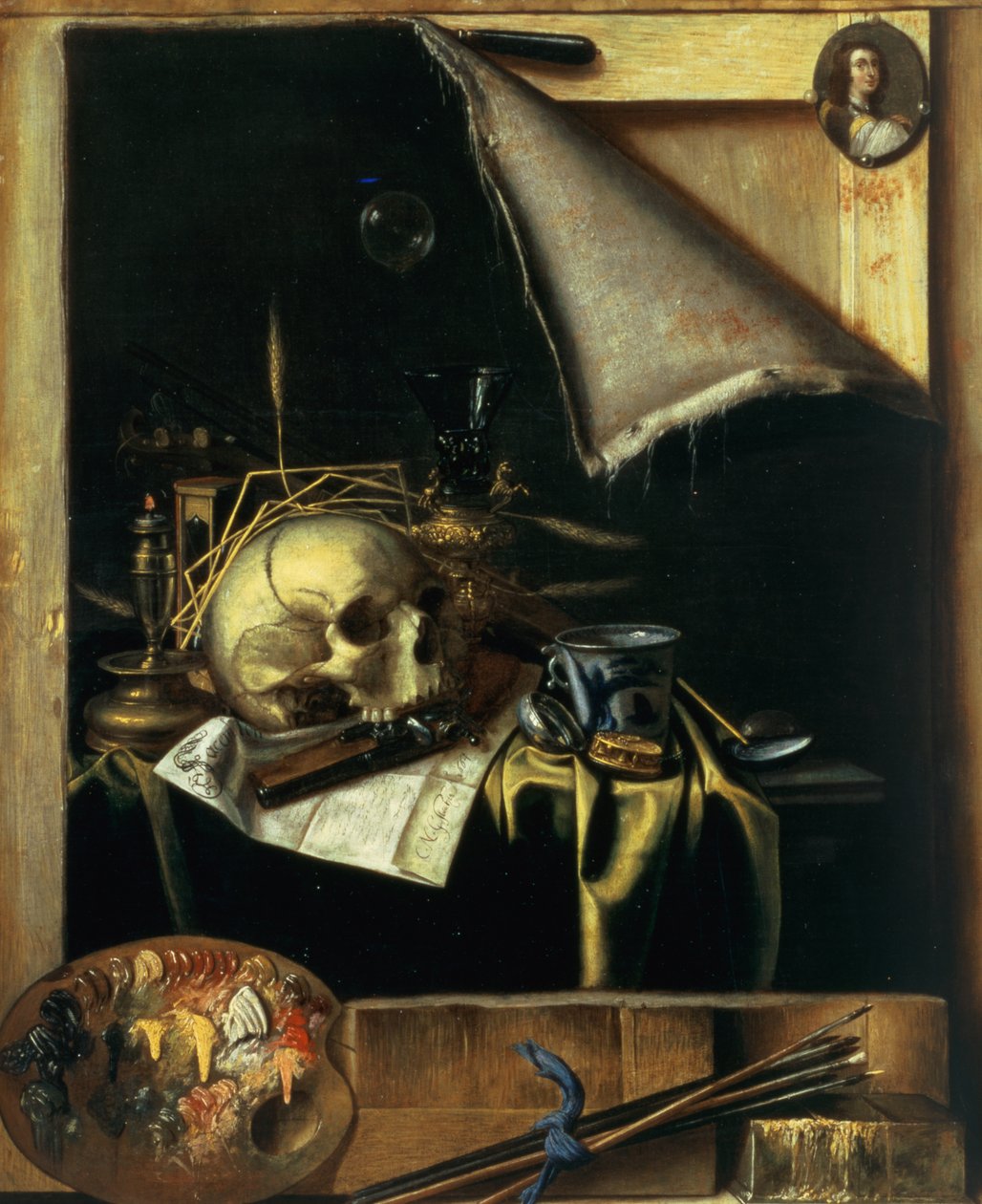 凡尼塔斯》（静物--错视画）1664 年（布面油画） 作者 Cornelis Norbertus Gijsbrechts