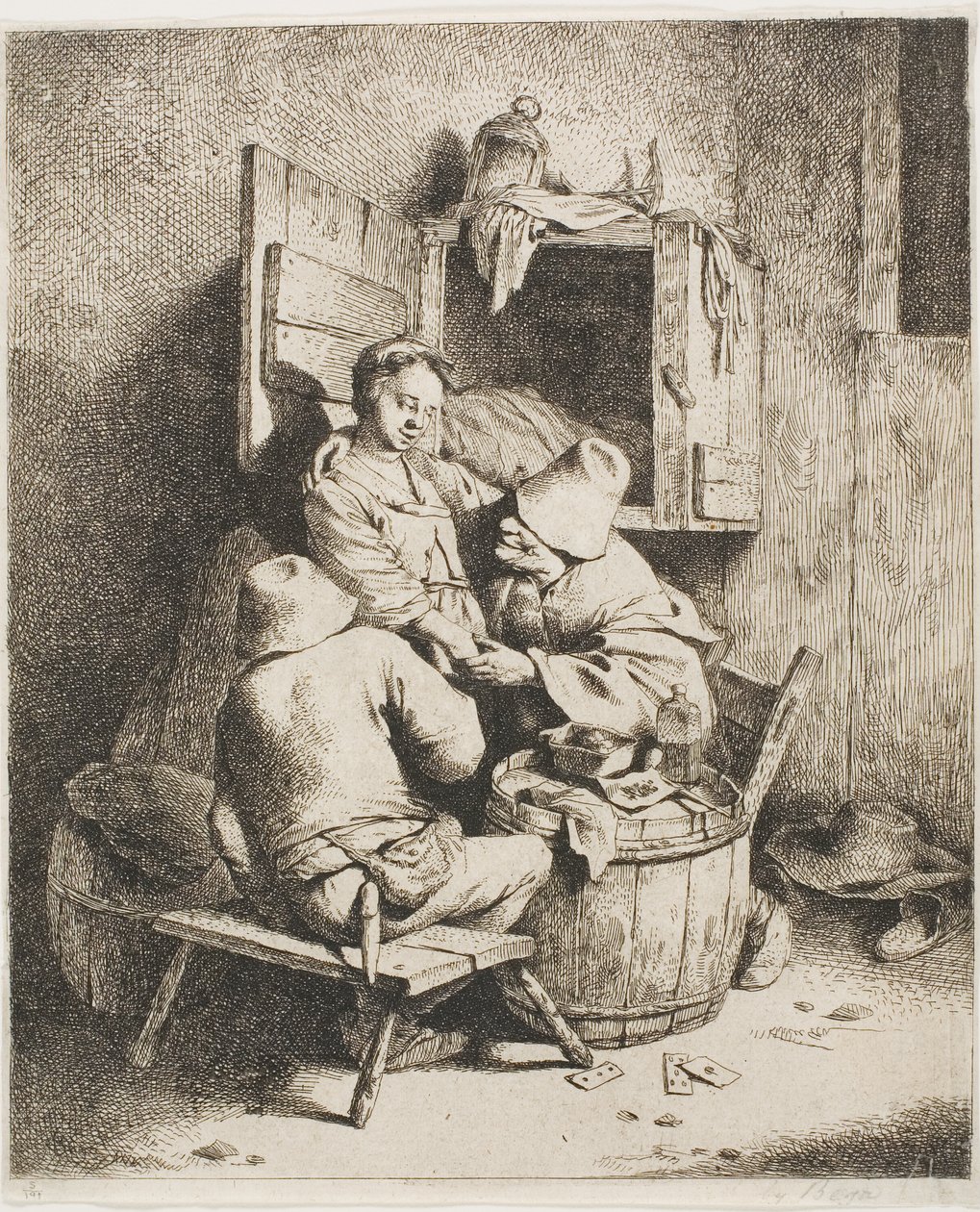 年轻人抚摸年轻的女主人 作者 Cornelis Pietersz。贝加