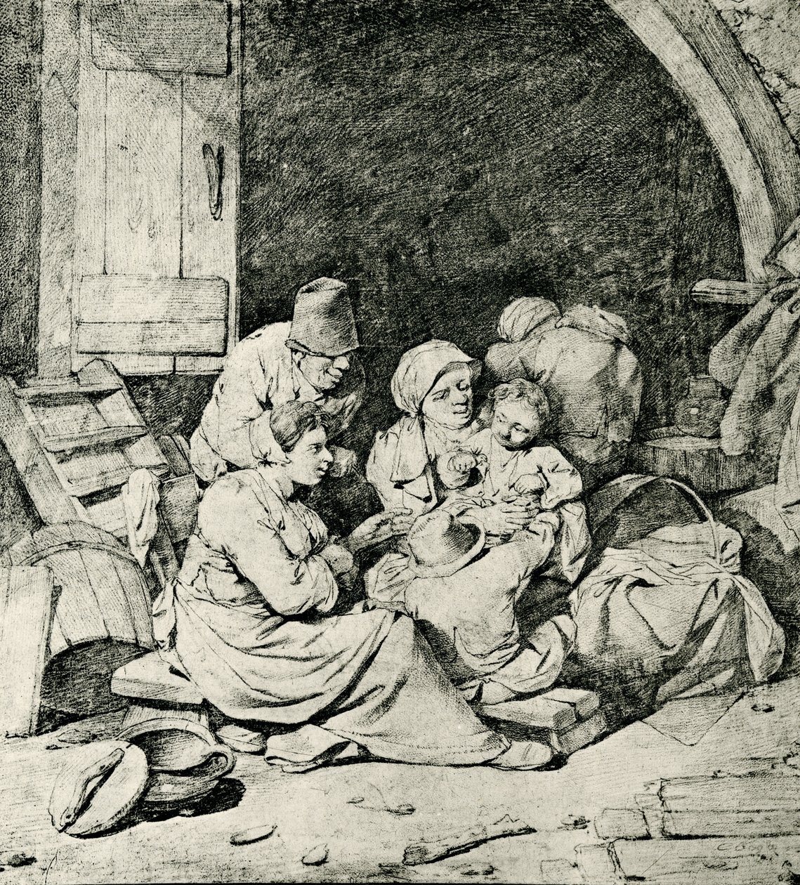 荷兰农民家庭 作者 Cornelis Pietersz Bega