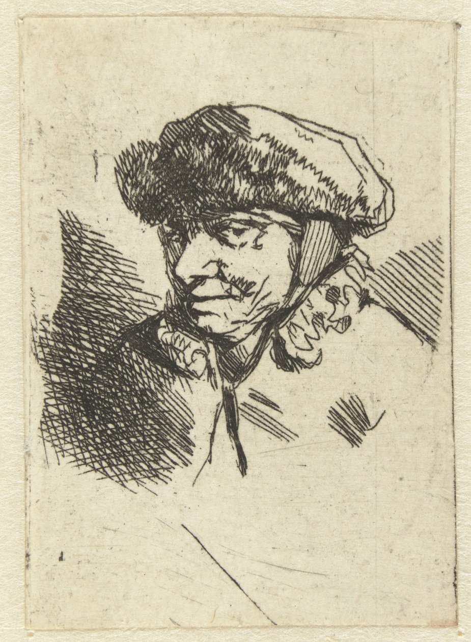 戴毛皮帽子的老妇人 作者 Cornelis Pietersz。贝加