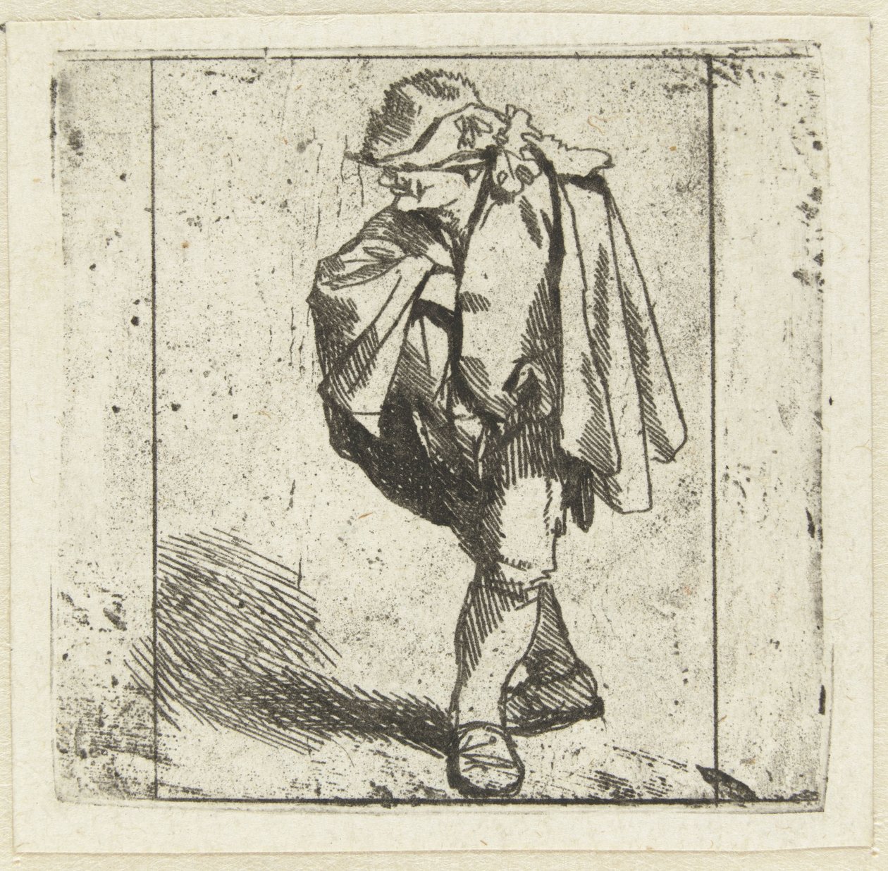 站立男子，右手放在胸前，藏在斗篷里 作者 Cornelis Pietersz。贝加