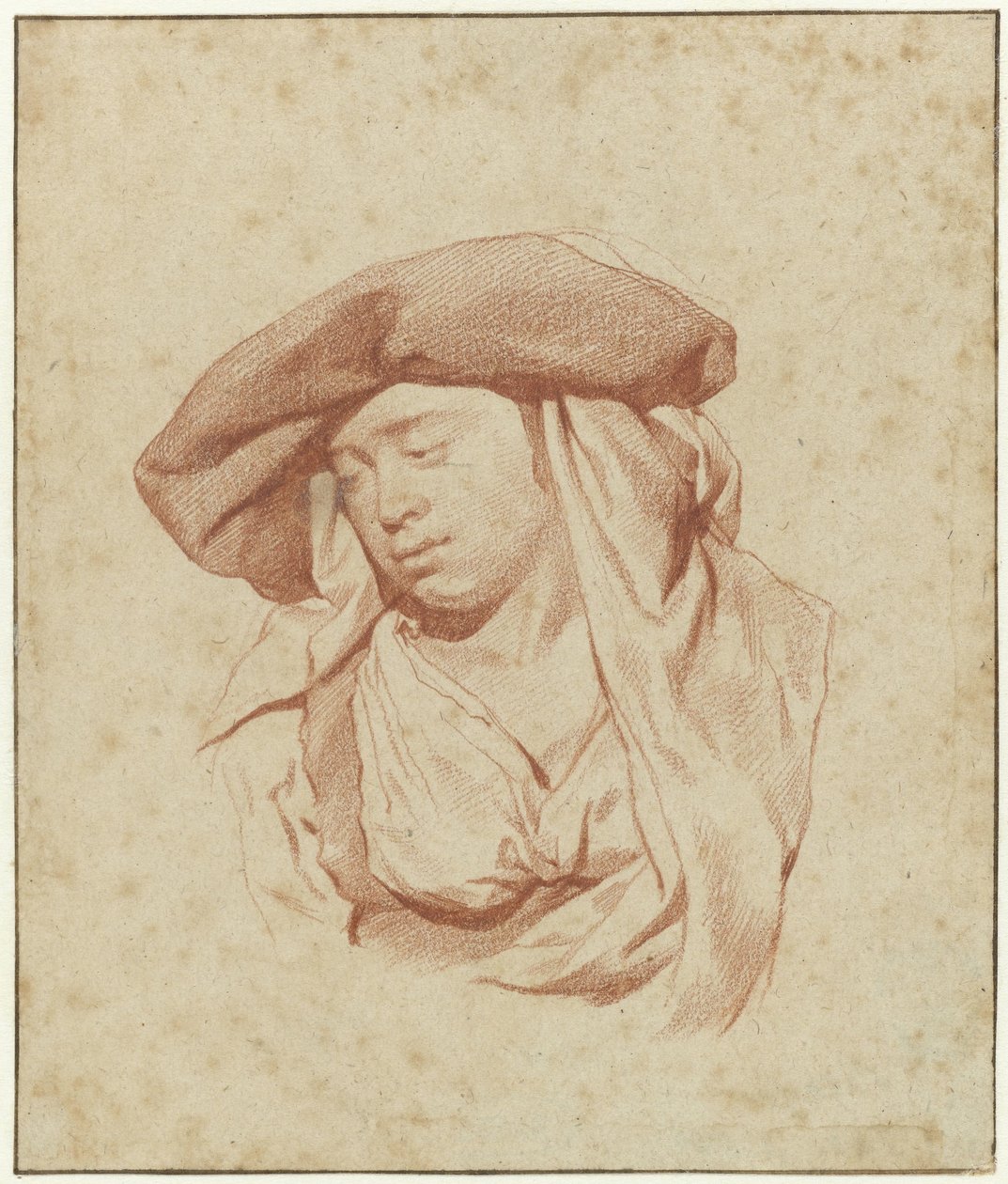 一位女性的研究，胸围，略向左侧，俯视 作者 Cornelis Pietersz。贝加