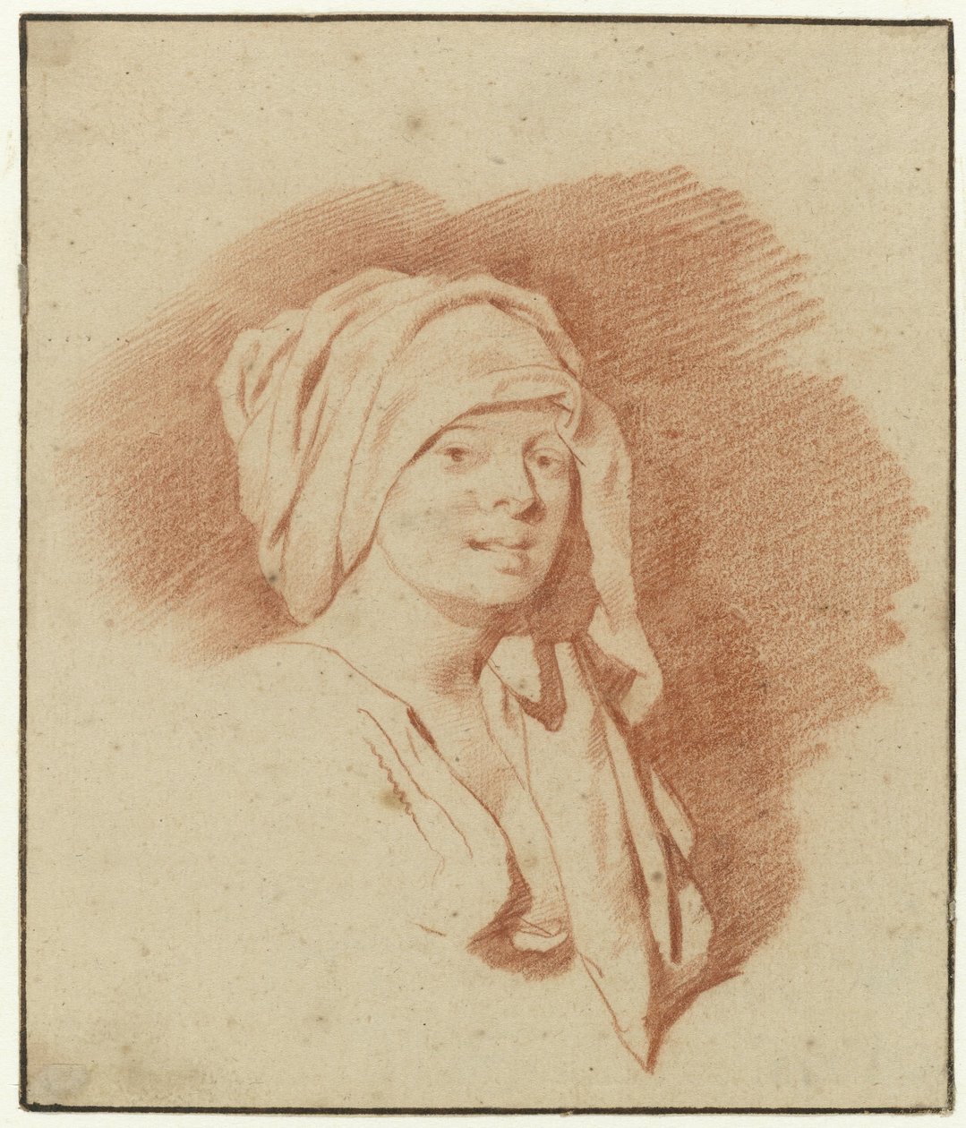 女性研究，胸围，戴头饰，面向右侧 作者 Cornelis Pietersz。贝加