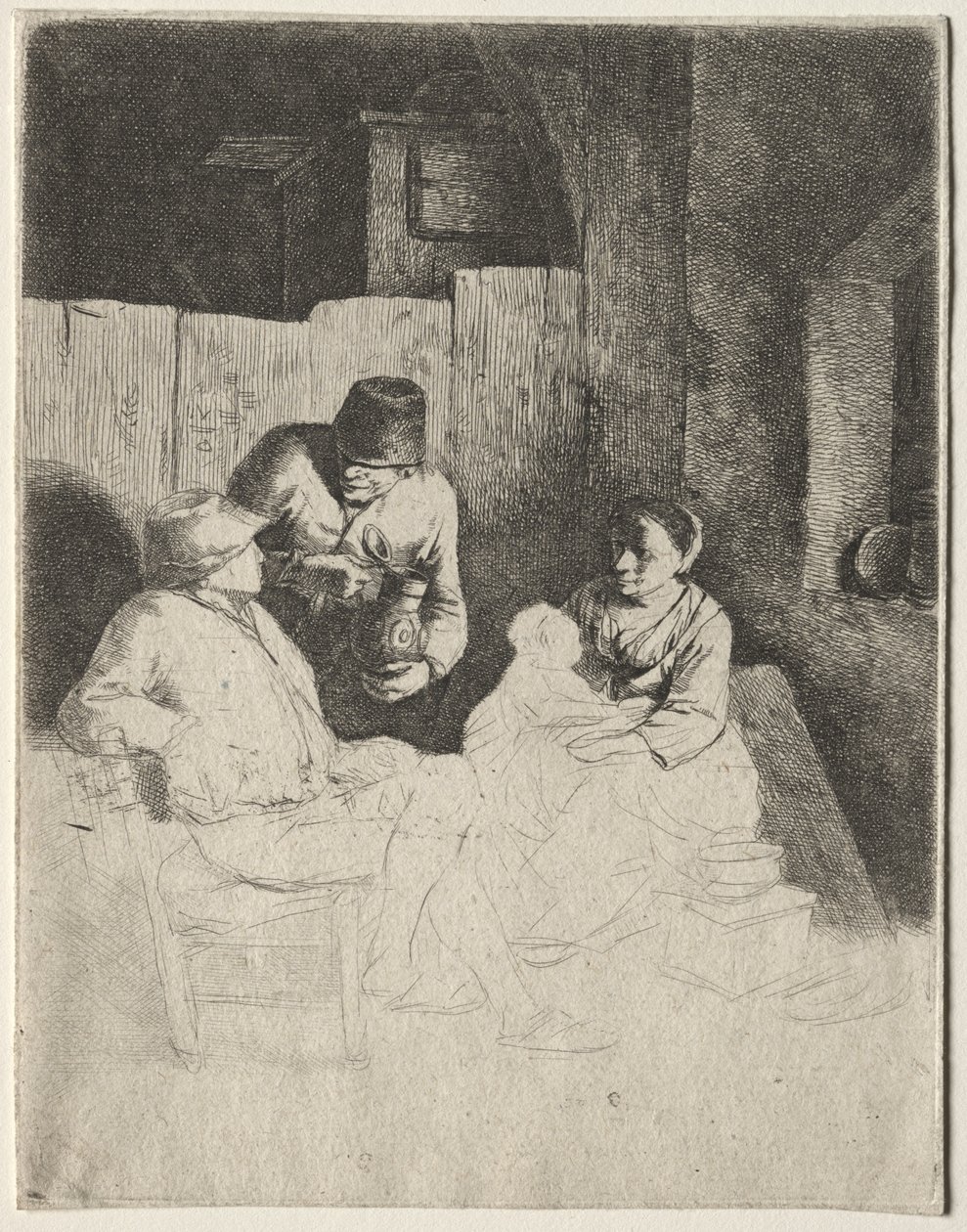 1600年代中期，母亲坐在旅馆里。 作者 Cornelis Pietersz Bega